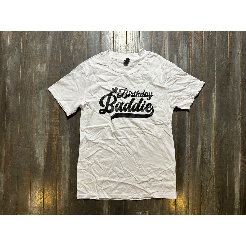 PFR New York Birthday Baddie Graphic Tee White Cotton Short Sleeve Shirt Small